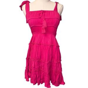 Chelsea & Violet Pink Tiered Ruffle Mini Dress XS Boho Smocked Sundress